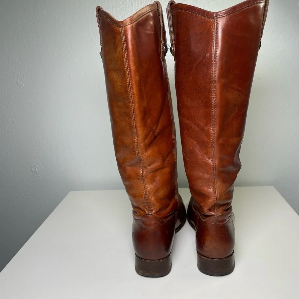 Frye Melissa Button Riding Boot Cognac Brown Women’s Size 7.5B Western Country - Picture 4 of 16